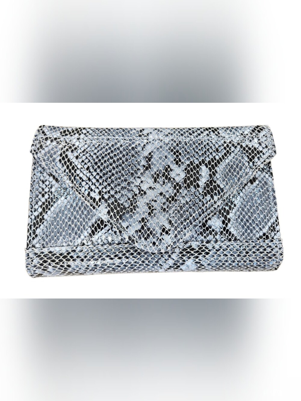 KL Select Leather Mobile Phone Pocket Size 7" X 4" Light Grey-Snakeprint